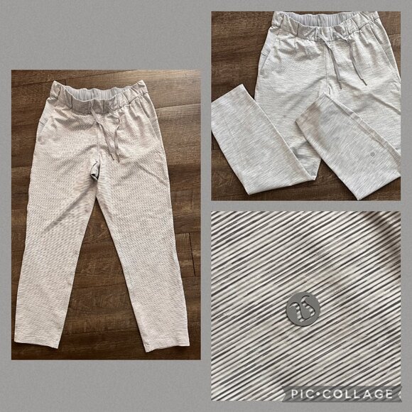 Lululemon On The Fly Pant Vertical Pinstripe Heather Grey/White Size 6 Luxtreme - Picture 1 of 14